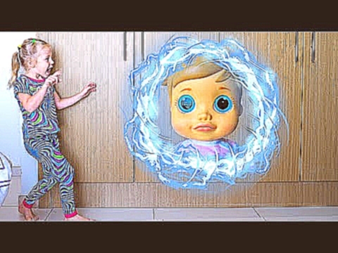 Настя, Кукла и волшебный телепорт Видео для детей Baby doll and Nastya teleported in magic cupboard 
