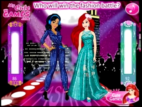 Мультик игра Принцессы Диснея: Модный поединок Ариэль и Жасмин Jasmine VS Ariel Fashion Battle 