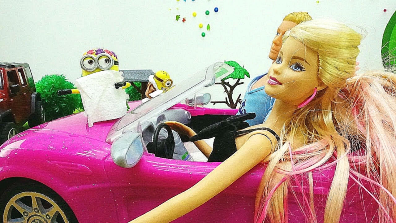 Кукла Барби за рулем МАШИНЫ: Кен и Барби едут на мойку. Мультики для девочек 