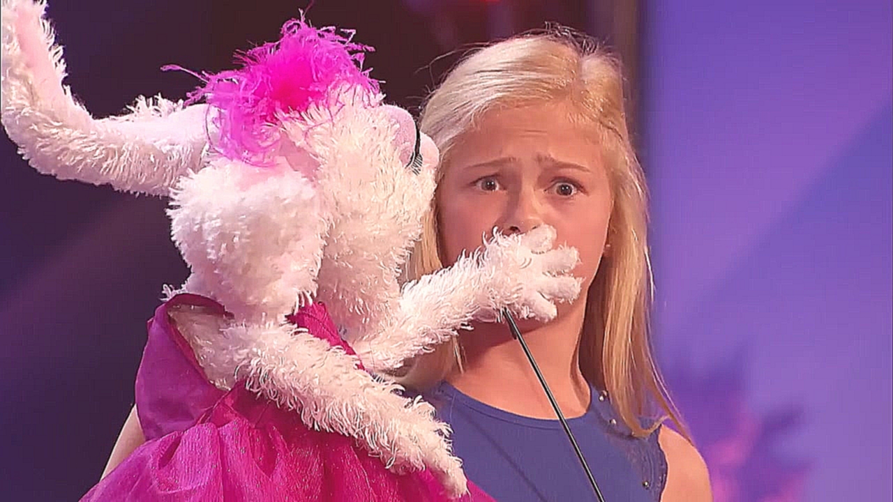 12-летняя девочка-чревовещатель и её кролик на шоу талантов 